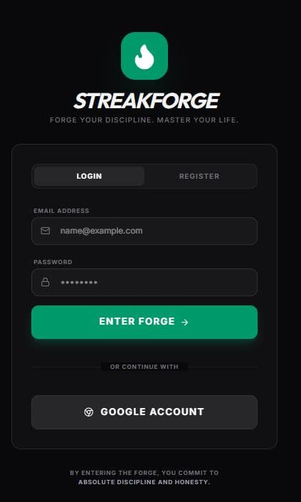 DISCIPLINEX STREAKFORGE — WEB APP project by Praveer Tarudkar
